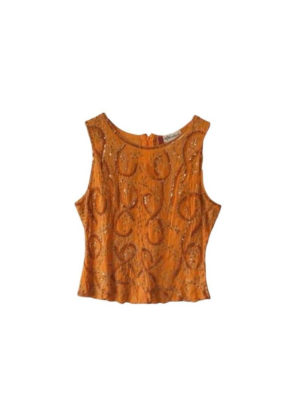 Vintage Aftershock 100% Silk Beaded Top